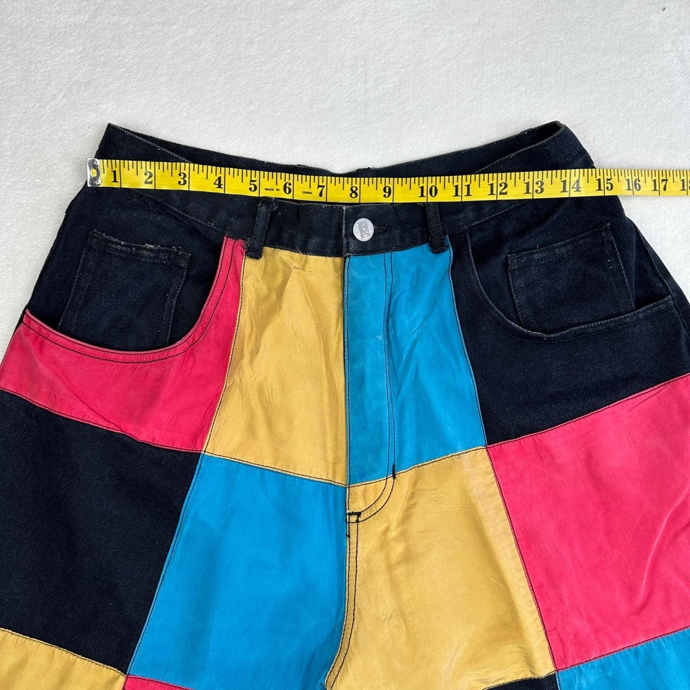 VTG MACHINE Patchwork Colorblock Denim Button Up … - image 2